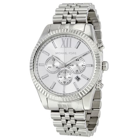 michael kors mens watch silver black face|Michael Kors black chronograph watch.